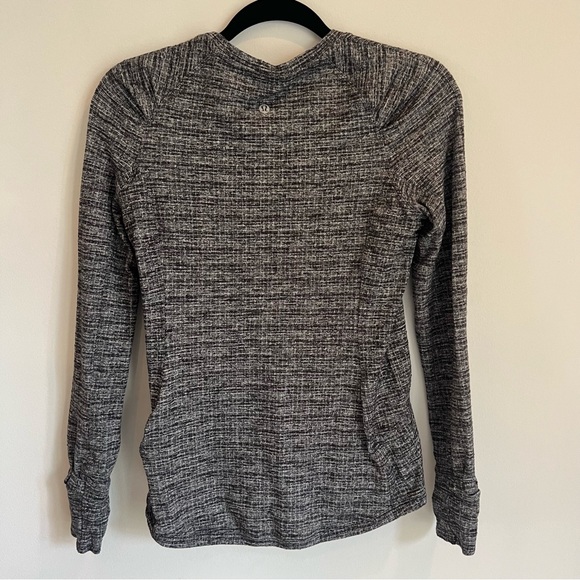 Lululemon Extra Mile Long Sleeve Running Luon Ringspun Denim Black White | 6 - Picture 10 of 11